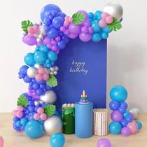 Kit Balloon Garland Arch, 129 unidades, azul, roxo com acessórios Kit Balloon Garland Arch, 129 unidades, azul, roxo com acessórios