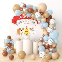 Kit Balloon Garland Arch, 138 unidades, tema de pata de cachorro, azul, marrom Kit Balloon Garland Arch, 138 unidades, tema de pata de cachorro, azul, marrom