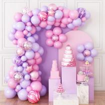 Kit Balloon Garland Arch, 75 unidades com tema rosa e roxo Kit Balloon Garland Arch, 75 unidades com tema rosa e roxo