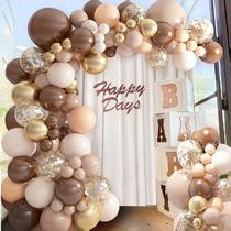 Kit Balloon Garland Arch Brown Beige Gold 127 balões de látex Kit Balloon Garland Arch Brown Beige Gold 127 balões de látex