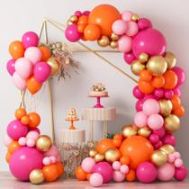 Kit Balloon Garland Arch COKAOBE rosa laranja 124 unidades Kit Balloon Garland Arch COKAOBE rosa laranja 124 unidades