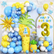 Kit Balloon Garland Arch com tema havaiano 93 unidades em azul e amarelo