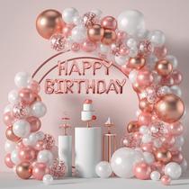 Kit Balloon Garland Arch em ouro rosa, 105 unidades com banner e confete Kit Balloon Garland Arch em ouro rosa, 105 unidades com banner e confete