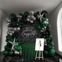 Kit Balloon Garland Arch em verde esmeralda e prata