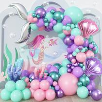 Kit Balloon Garland Arch Govpy Mermaid com 106 balões