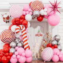 Kit Balloon Garland Arch Haolongfa 128 unidades vermelho rosa prata branco