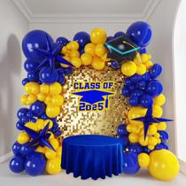 Kit Balloon Garland Arch Kozee azul royal e amarelo, mais de 150 unidades