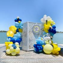 Kit Balloon Garland Arch Kozee Blue Yellow 136 unidades com limão