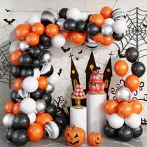 Kit Balloon Garland Arch Lingqiang Preto Laranja Prata