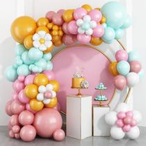 Kit Balloon Garland Arch Macaron Daisy 144 unidades rosa, menta
