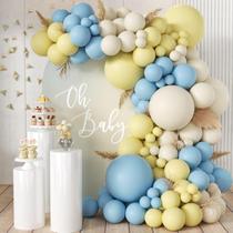 Kit Balloon Garland Arch MEBAY azul amarelo branco 155 unidades