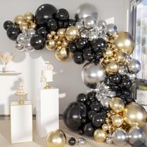 Kit Balloon Garland Arch MEBAY, preto, ouro, prata, 141 unidades Kit Balloon Garland Arch MEBAY, preto, ouro, prata, 141 unidades