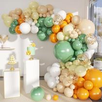 Kit Balloon Garland Arch MEBAY Verde Sálvia Laranja Branco Areia