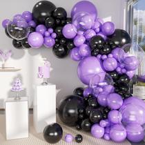 Kit Balloon Garland Arch MOXMAY roxo/preto, 151 unidades de látex