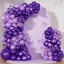 Kit Balloon Garland Arch NUTTYBASH Purple com Macaron Purple