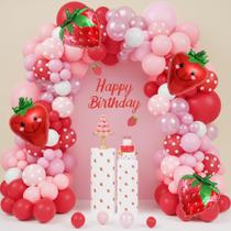 Kit Balloon Garland Arch Ouddy Life Strawberry 171 unidades