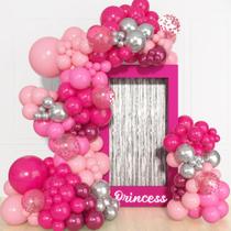 Kit Balloon Garland Arch Ouddy Party Princess Pink 140 unidades