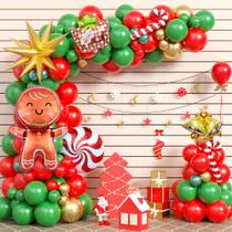 Kit Balloon Garland Arch Paready, 98 unidades, vermelho, verde, dourado, Natal Kit Balloon Garland Arch Paready, 98 unidades, vermelho, verde, dourado, Natal