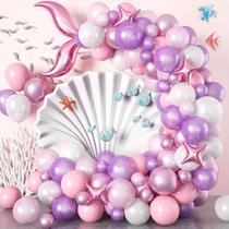 Kit Balloon Garland Arch, sereia, rosa, roxo, 120 unidades
