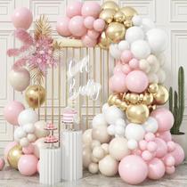 Kit Balloon Garland Arch Togvu rosa bege dourado 109 peças