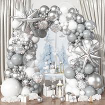 Kit Balloon Garland Arch Togvu White Silver 113 unidades