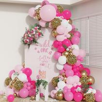 Kit Balloon Garland Arch UAEYW com estampa de leopardo rosa 133 unidades