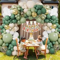 Kit Balloon Garland Arch, verde, branco, ouro, 140 unidades