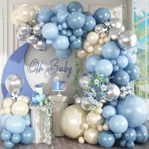 Kit Balloon Garland Arch Vintage Blue 125 unidades de látex e papel alumínio