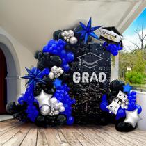 Kit Balloon Garland Arch Yeewaka Preto Azul Real Prata