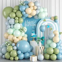 Kit Balloon Garland Avocado Mist Blue 120 unidades de látex de 13 a 45 cm