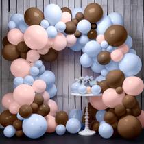 Kit Balloon Garland KatChon Blue Brown Tan, pacote com 166