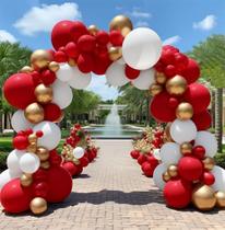 Kit Balloon Garland Pinbra Red White Gold para decoração de festas Kit Balloon Garland Pinbra Red White Gold para decoração de festas