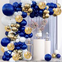 Kit Balloon Garland Zesliwy Navy Blue Gold para decoração de festas