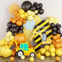 Kit Balloons Garland FEYG Retro Laranja Preto Amarelo Látex