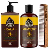 Kit Balm Barba Shampoo Cabelo Lemon Pente Duplo Don Alcides