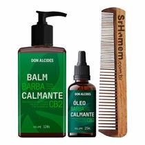 Kit Balm e Óleo Para Barba CB2 e Pente Duplo Don Alcides