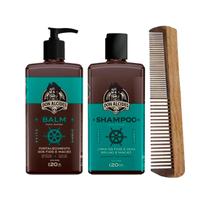 Kit Balm e Shampoo Barba Calico Jack + Pente Grande Don Alcides