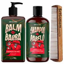 Kit Balm e Shampoo Cabelo + Pente Duplo Guaraná Don Alcides
