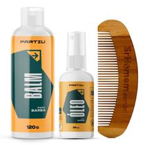 Kit Balm Óleo E Pente Curvo Para Barba 120G Vigor Partiu