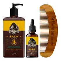 Kit Balm Óleo Pente Curvo Para Barba Lemon Bone Don Alcides