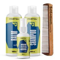 Kit Balm Óleo Shampoo E Pente Duplo Para Barba Viv Partiu