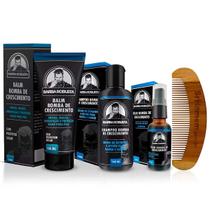 Kit Balm Óleo Shampoo Pente Curvo Para Barba Robusta