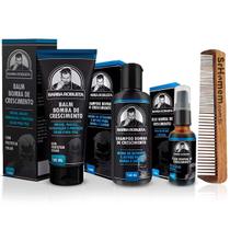 Kit Balm Óleo Shampoo Pente Duplo Para Barba Robusta