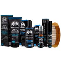 Kit Balm Óleo Shampoo Preenchedor Pente Curvo Barba Robusta