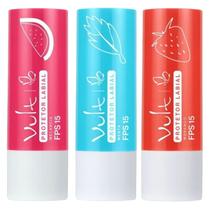 Kit Balm Protetor Labial Morango Melancia Menta Fps 15 Vult