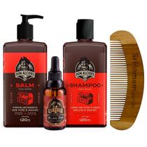 Kit Balm Shampoo Óleo Barba Negra e Pente Curvo Don Alcides