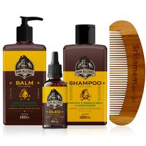 Kit Balm Shampoo Óleo Pente Curvo Barba Lemon Bone Don Alcides