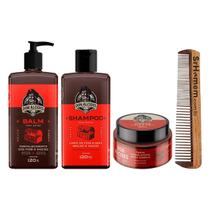 Kit Balm Shampoo Pasta Barba Negra e Pente Duplo Don Alcides Kit Balm Shampoo Pasta Barba Negra e Pente Duplo Don Alcides