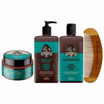 Kit Balm Shampoo Pasta Calico Jack e Pente Curvo Don Alcides