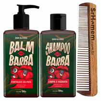 Kit Balm Shampoo Pente Duplo Para Barba Guaraná Don Alcides
